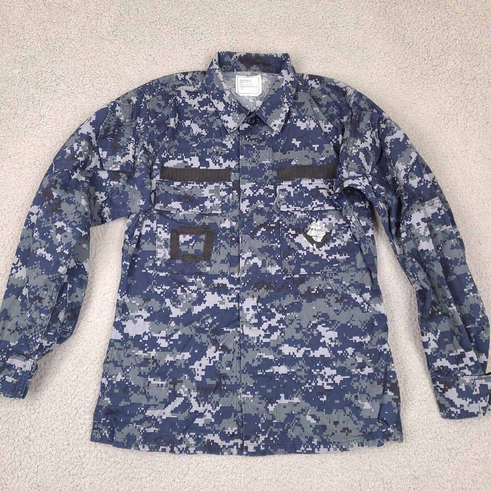 US Navy Mens Working Blouse Digital Camouflage Blue Small USN Military